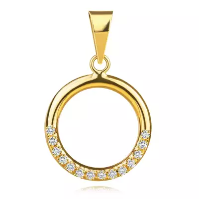 14K sárga arany kerek medál - átlátszó cirkóniákkal díszített karika