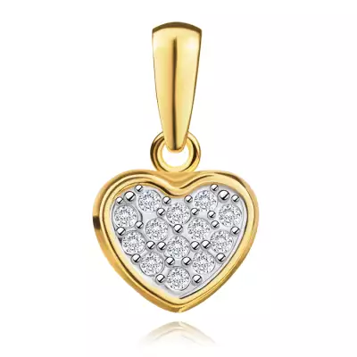 375 kombinált arany medál - szív átlátszó cirkóniákkal, máltai kereszt