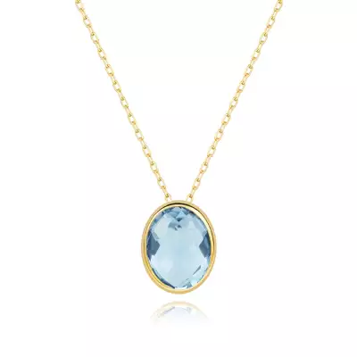 375 sárga arany nyaklánc - oválisra vágott topáz