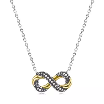925 ezüst nyaklánc - Infinity arany és ezüst patinás színben