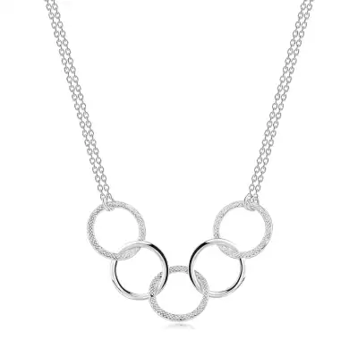 925 Ezüst nyaklánc - dupla lánc, sima és strukturált karikák