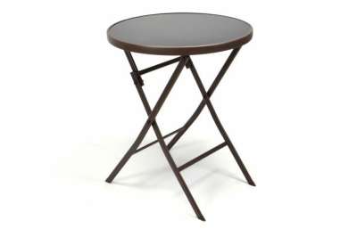 GARTHEN Kerti asztal összecsukható üveglappal barna