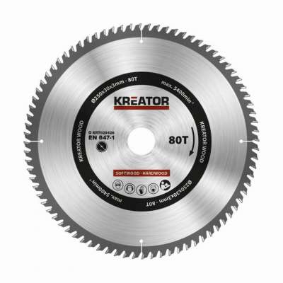 Kreator  Fűrésztárcsa fa vágására 25 cm, 80 T