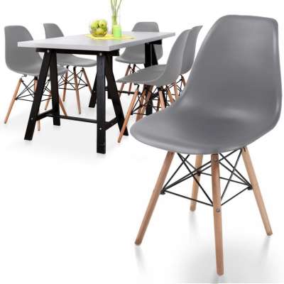 MIADOMODO Étkezőszék készlet műanyag üléssel 6 db szürke