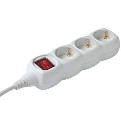 Elosztó 3-as 1,5m 3x1,5 mm2 vezetékkel kapcsolóval Fehér