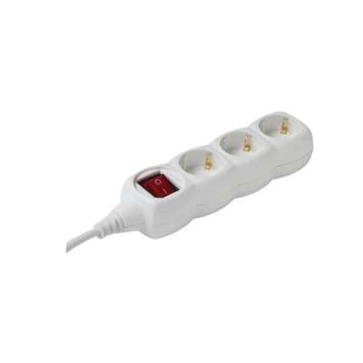 Elosztó 3-as 5m 3x1,5mm2 vezetékkel kapcsolóval Fehér