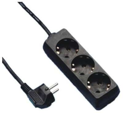 Elosztó 3-as 1,5m 3x1mm2 vezetékkel Fekete