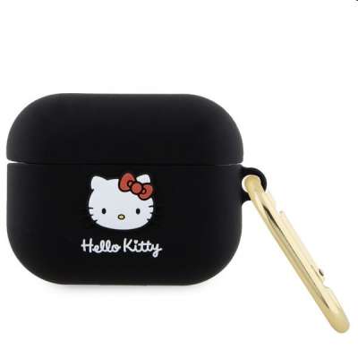 Hello Kitty Liquid Silicone 3D Kitty Head Logo tok Apple AirPods Pro számára, fekete