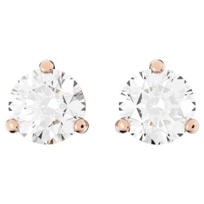 Swarovski Solitaire bedugós fülbevaló, fehér, rozéarany árnyalatú bevonattal