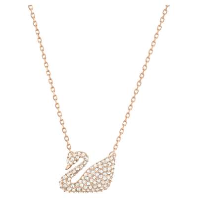 Swarovski Hattyú nyaklánc, fehér, rózsaarany árnyalatú bevonattal