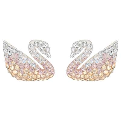 Swarovski ikonikus hattyú bedugós fülbevaló, többszínű, ródium bevonattal