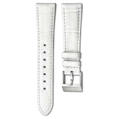 Swarovski 18 mm-es óraszíj, varrott bőr, fehér, nemesacél