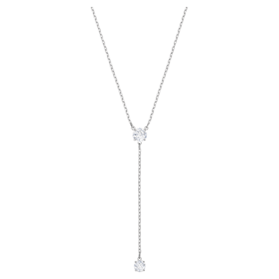 Swarovski Attract Y-alakú nyaklánc, fehér, ródium bevonattal