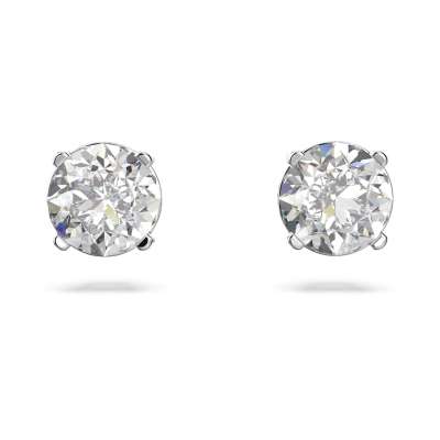 Swarovski Attract kör alakú bedugós fülbevaló, fehér, ródium bevonattal