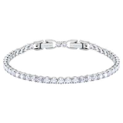 Swarovski Tenisz Deluxe karkötő, fehér, ródium bevonatú