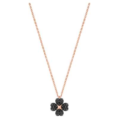 Swarovski Latisha virág mintájú medál, fekete, rozéarany árnyalatú bevonattal