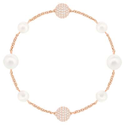 Swarovski Remix kollekció kerek gyöngy lánc, fehér, rózsaarany árnyalatú bevonattal