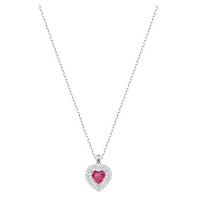 Swarovski Louison medál, piros, ródium bevonattal