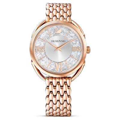 Swarovski Crystalline Glam karóra, fém karkötő, fehér, rozéarany árnyalatú PVD