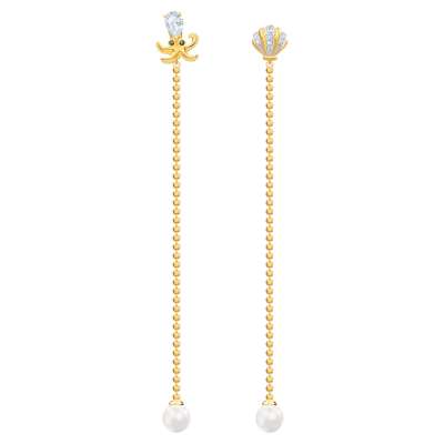 Swarovski Ocean Octopus Pierced Earrings, Multi-colored, Mixed plating