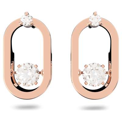 Swarovski Sparkling Dance bedugós fülbevaló, fehér, rozéarany árnyalatú bevonattal