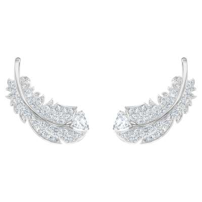 Swarovski Nice stekker záras fülbevaló, fehér, ródium bevonattal