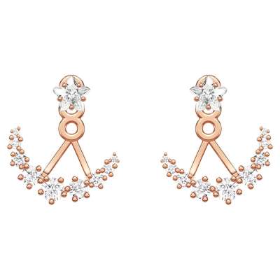 Swarovski Moonsun Pierced Earring Jackets, White, Rose-gold tone plated