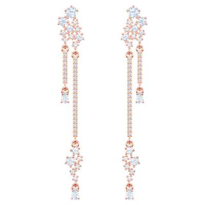 Swarovski Moonsun Pierced Earrings, White, Rose-gold tone plated