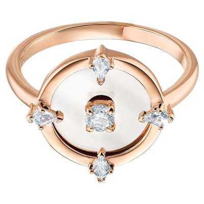 Swarovski North motívumos gyűrű, fehér, rózsaarany színű bevonattal