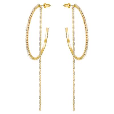 Swarovski Fit bedugós karika fülbevaló, fehér, arany árnyalatú bevonattal