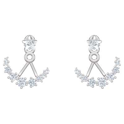 Swarovski Moonsun Pierced Earring Jackets, White, Rhodium plated