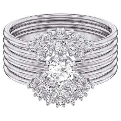 Swarovski Moonsun Ring Set, White, Rhodium plated
