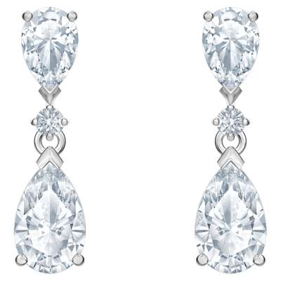 Swarovski Palace bedugós, függő fülbevaló, fehér színű, ródium bevonattal