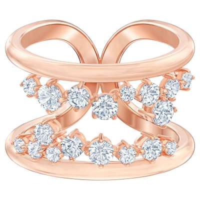 Swarovski North motívumos gyűrű, fehér, rózsaarany színű bevonattal