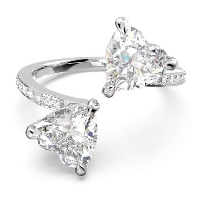 Swarovski Attract Soul Heart gyűrű, fehér, ródium bevonattal