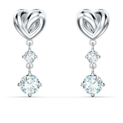 Swarovski Lifelong Heart bedugós fülbevaló, fehér, ródium bevonattal