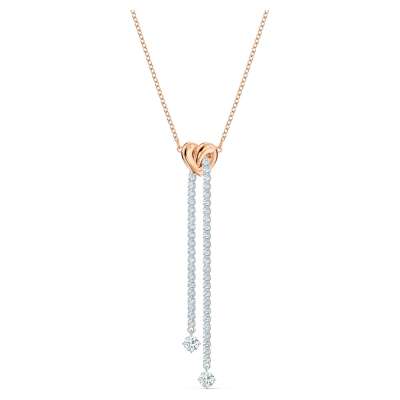 Swarovski Lifelong Heart Y nyaklánc, fehér, vegyes fémbevonattal