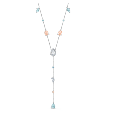 Swarovski Sunny Y-alakú nyaklánc, világos, többszínű, ródium bevonattal