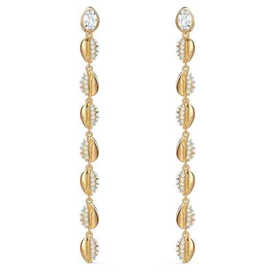 Swarovski Shell Cowrie bedugós fülbevaló, fehér, arany árnyalatú bevonattal