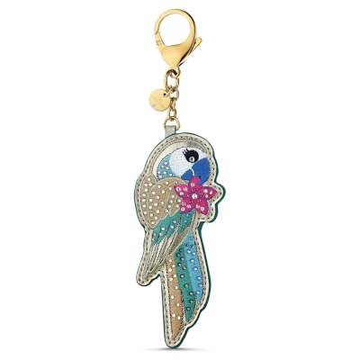 Swarovski Trópusi papagáj táskadísz, sötét többszínű, arany árnyalatú bevonattal