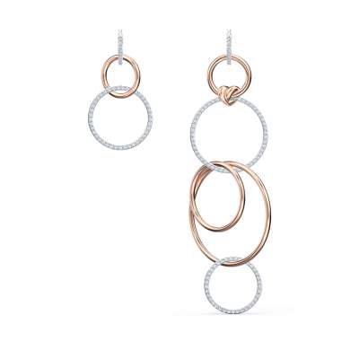 Swarovski Lifelong Heart bedugós fülbevaló, fehér, vegyes fémbevonattal