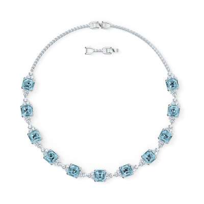 Swarovski Sparkling nyaklánc, vízkék, ródium bevonattal