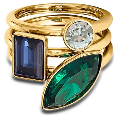 Swarovski Bambusz gyűrűszett, sötét többszínű, arany árnyalatú bevonattal