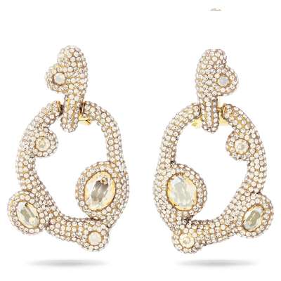 Swarovski Tigris Pierced Earrings, White, Gold-tone plated