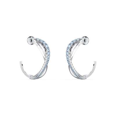 Swarovski Twist bedugós karika fülbevaló, kék, ródiumbevonattal