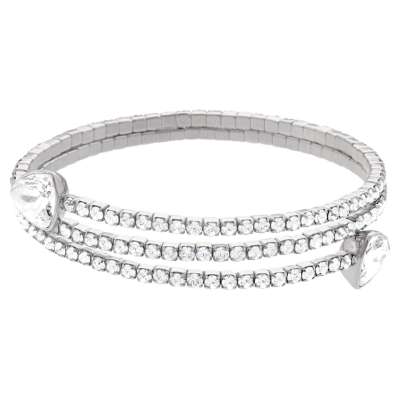 Swarovski Twisty Bangle, White, Rhodium plated