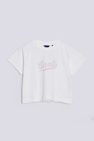 PÓLÓ GANT D2. SCRIPT SS T-SHIRT WHITE