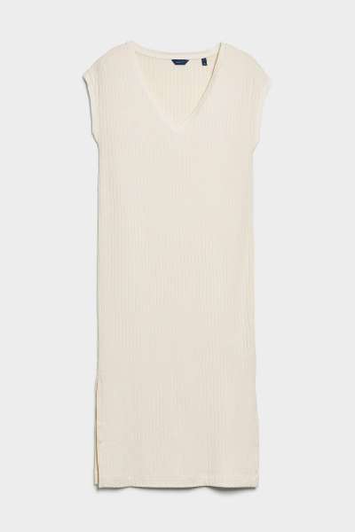 RUHA GANT D1. DETAIL SLIT JERSEY DRESS LINEN