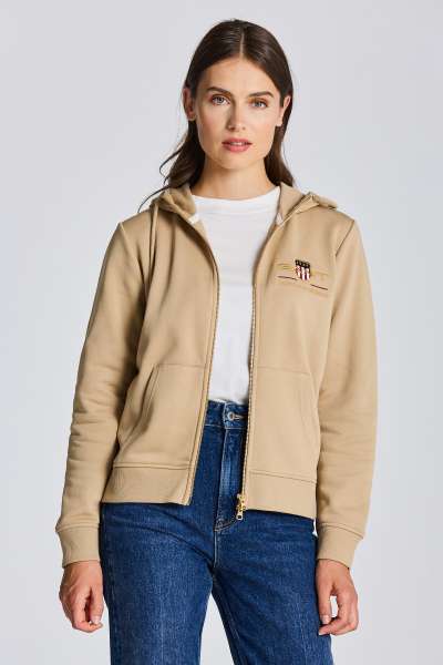 MELEGÍTŐ FELSŐ GANT ARCHIVE SHIELD FULL ZIP HOODIE HAZELWOOD BEIGE