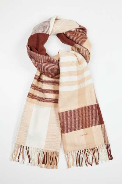 SÁL GANT D2. BIG CHECK WOOL SCARF TOFFEE BEIGE